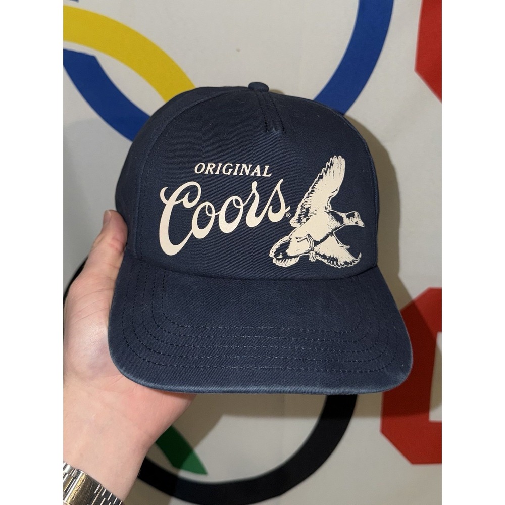 American Needle Coors Banquet Snapback Hat Cap Navy Blue One Size Beer Retro